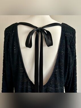 Denim & Supply Ralph Lauren Black Crochet Knit Dress w. Open Back & Tie